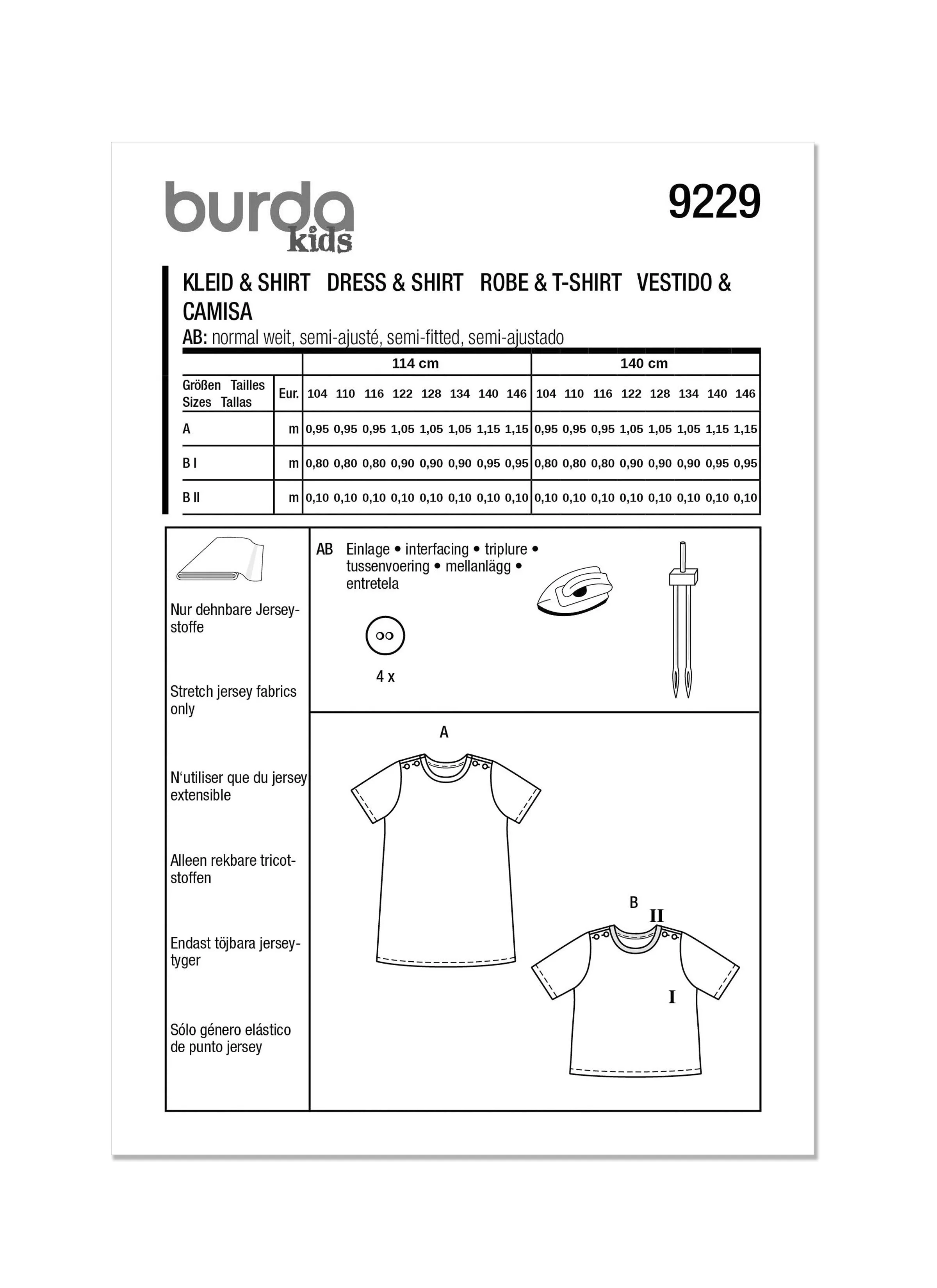 Burda Style Pattern 9229 Children's Dress and Shirt