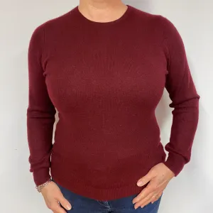Burgundy Red Cashmere Crew Neck Jumper Large