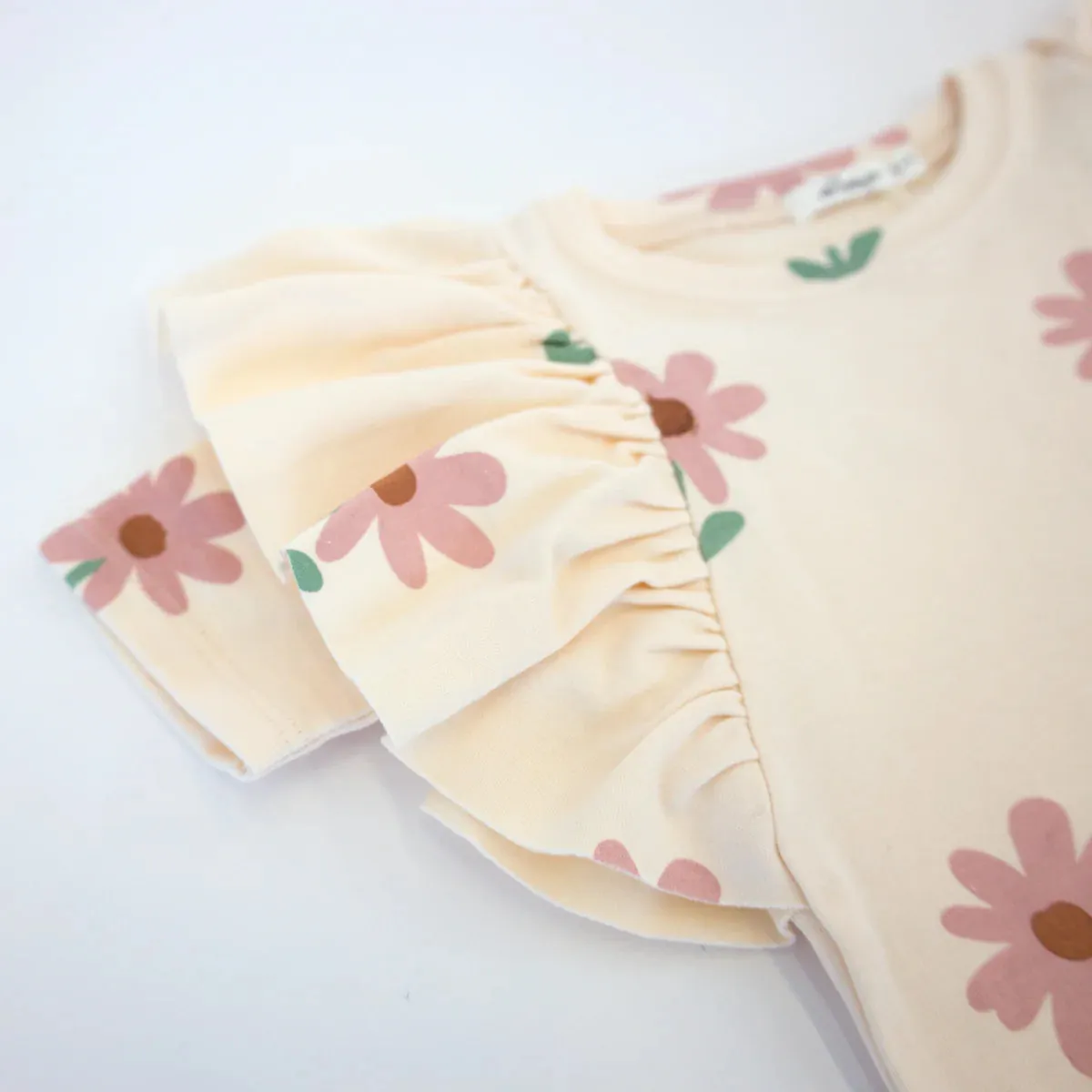 Butterfly Short Sleeve Cotton Tee - Picking Daisies - Cashew
