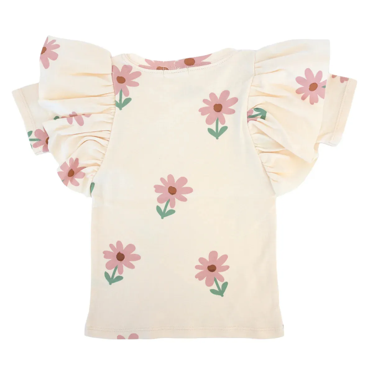 Butterfly Short Sleeve Cotton Tee - Picking Daisies - Cashew