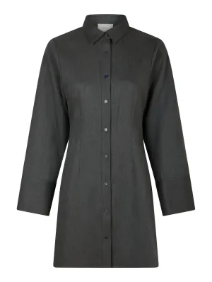 Cajsa Solid Shirt Dress - Dark Grey