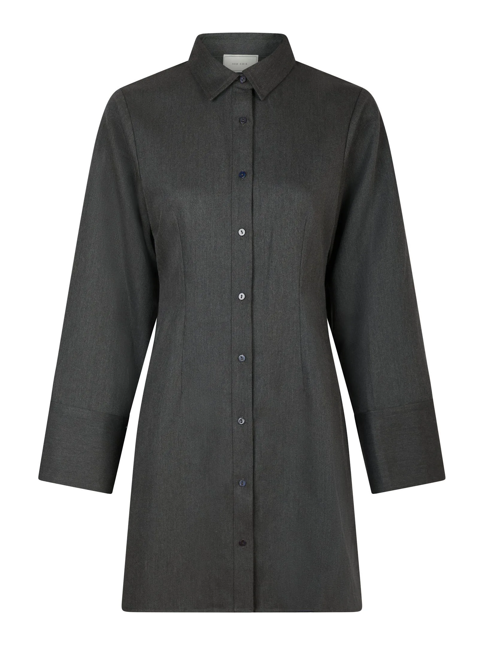 Cajsa Solid Shirt Dress - Dark Grey
