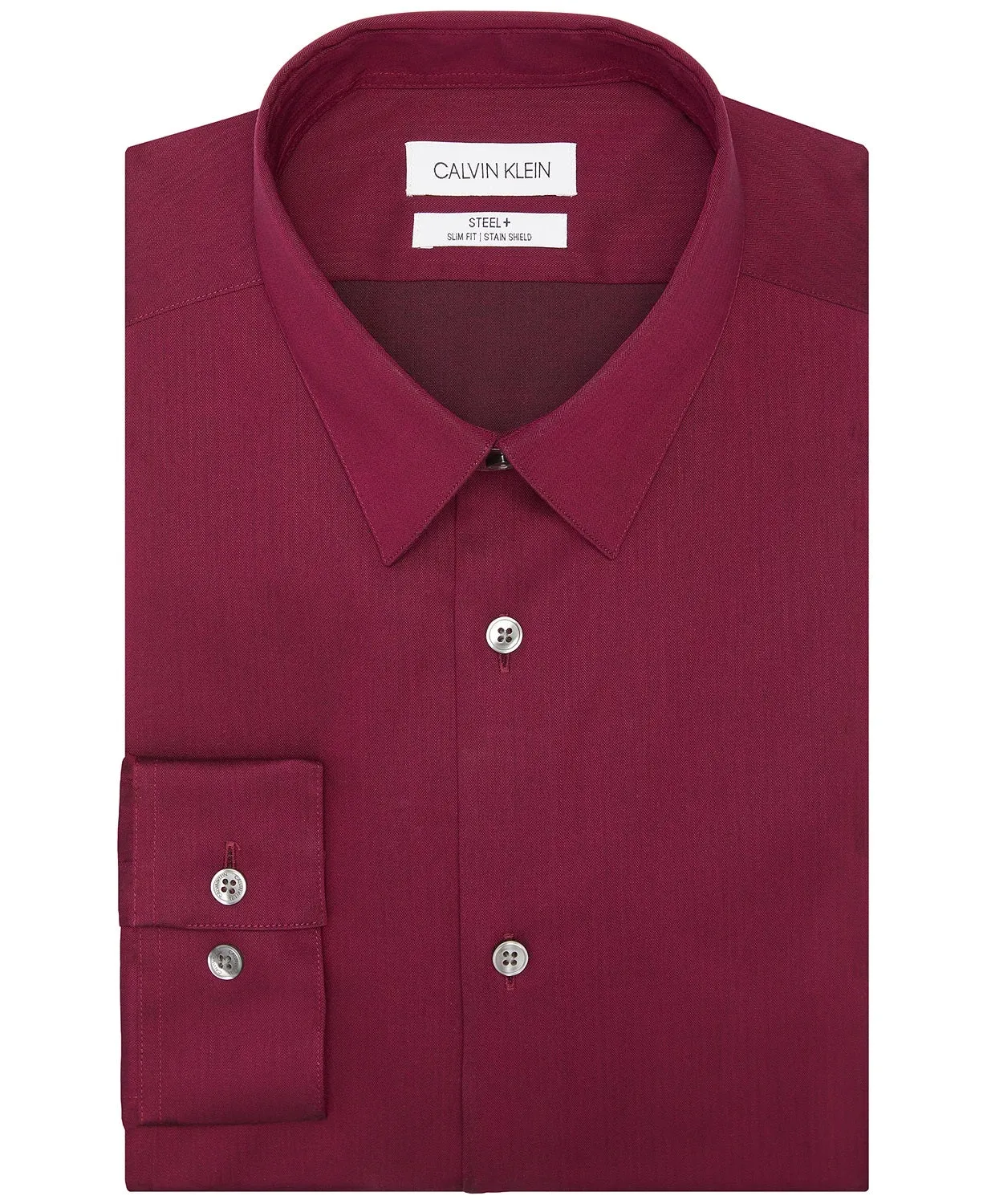 Calvin Klein Men's Slim-Fit Non-Iron Stain Shield Shirt, Mulberry, L