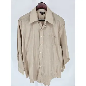 Cambridge Classics Mens Sz 16 1/2 32/33 Long sleeve Dress Shirt Solid Beige