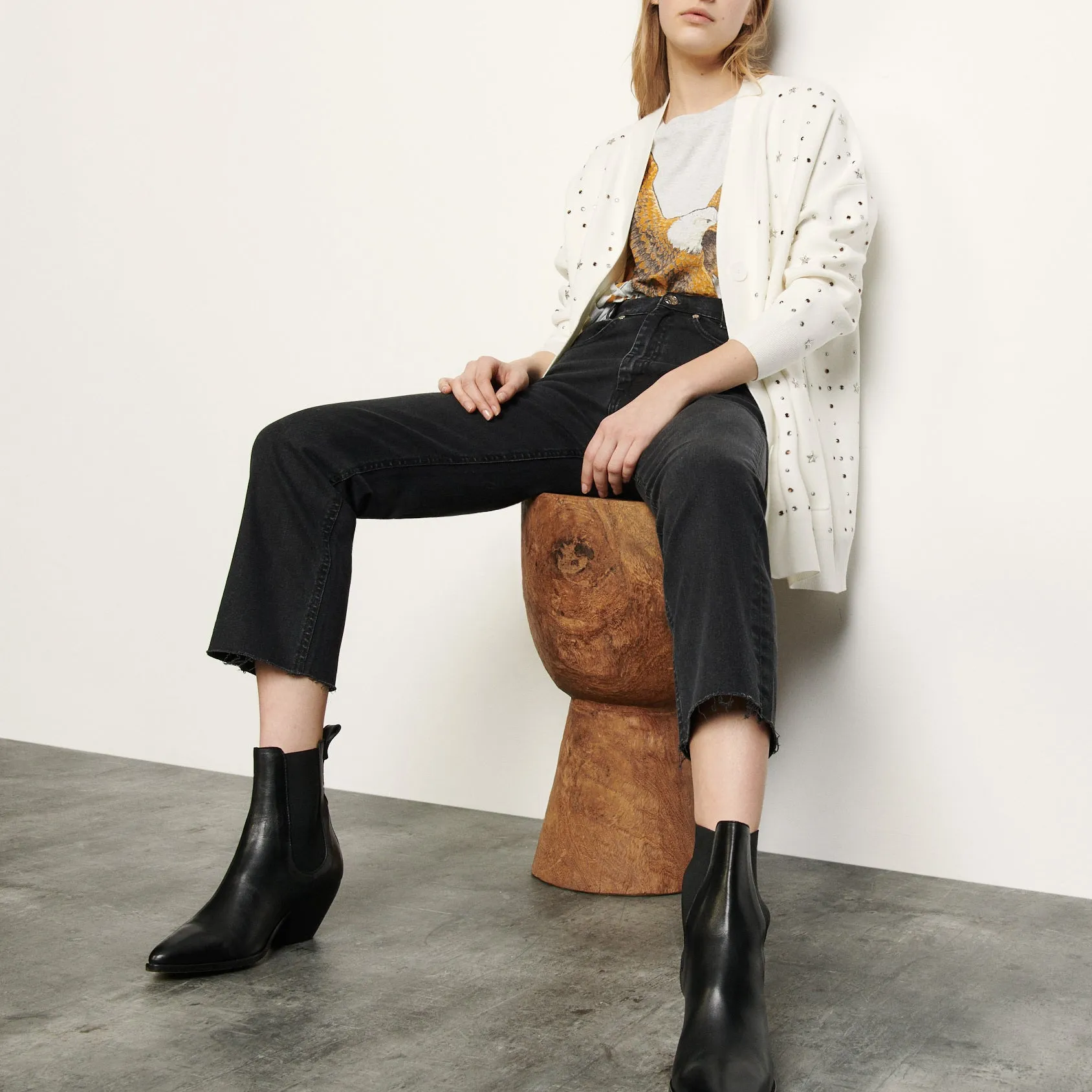 Cardigan oversize orné de rivets bijoux
