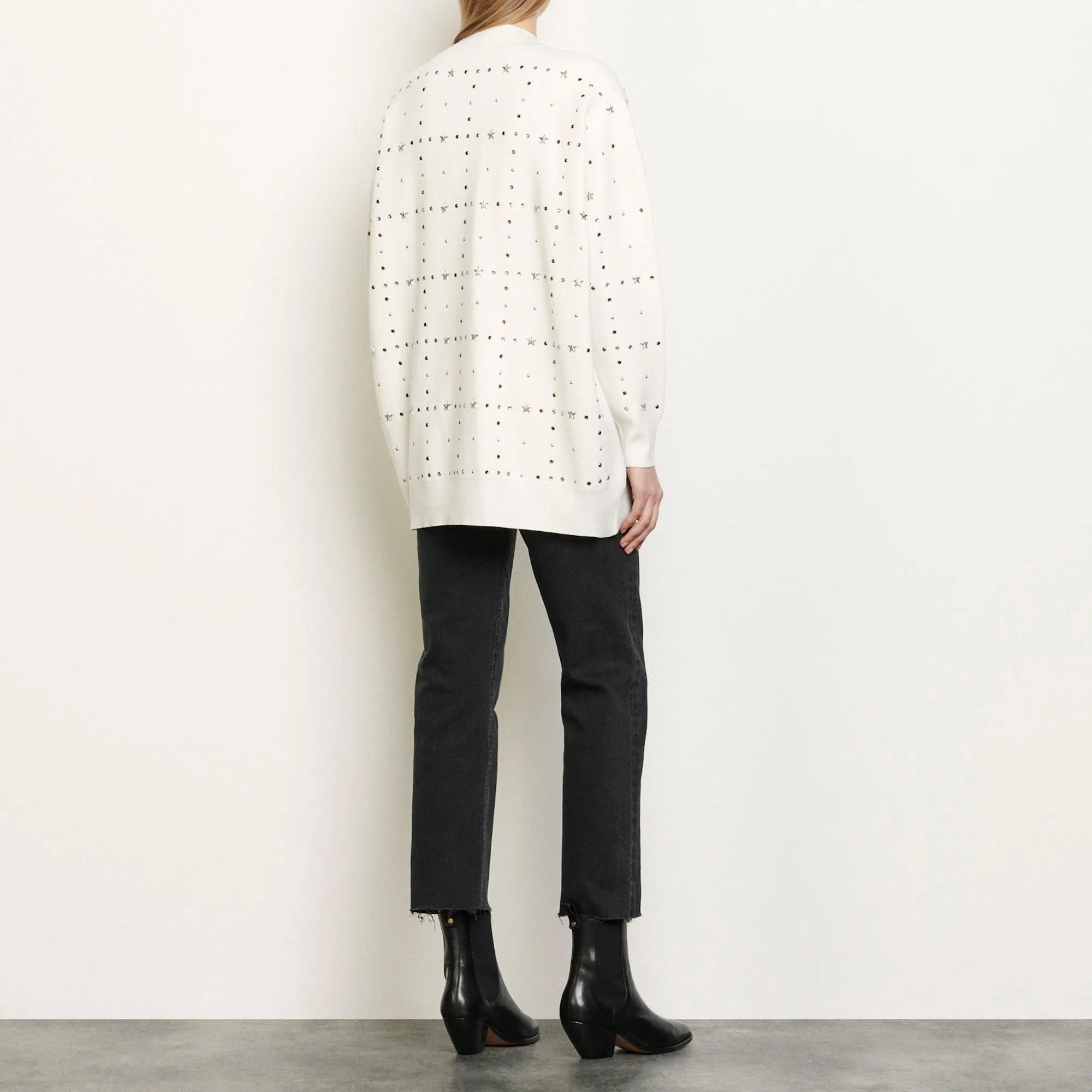 Cardigan oversize orné de rivets bijoux