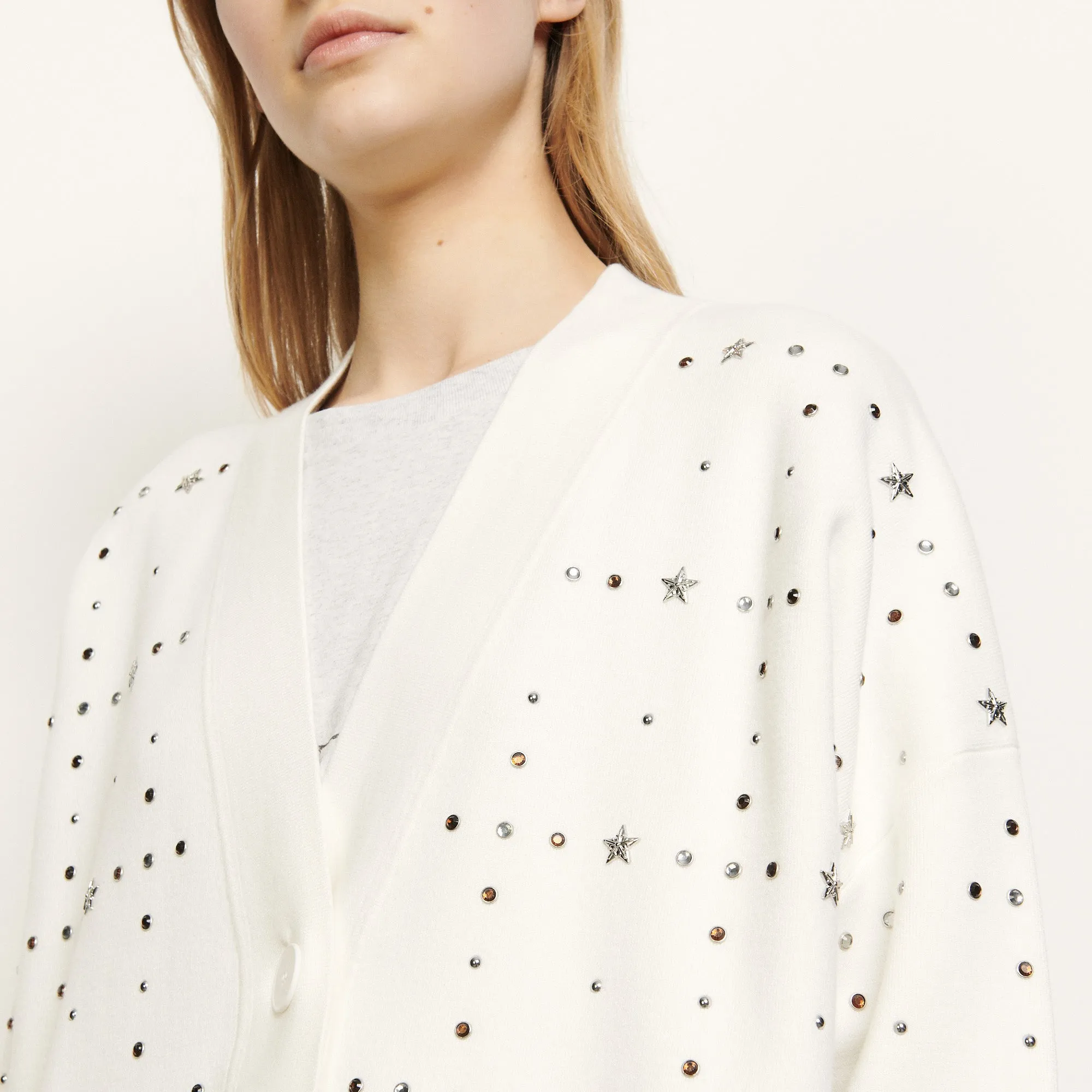 Cardigan oversize orné de rivets bijoux