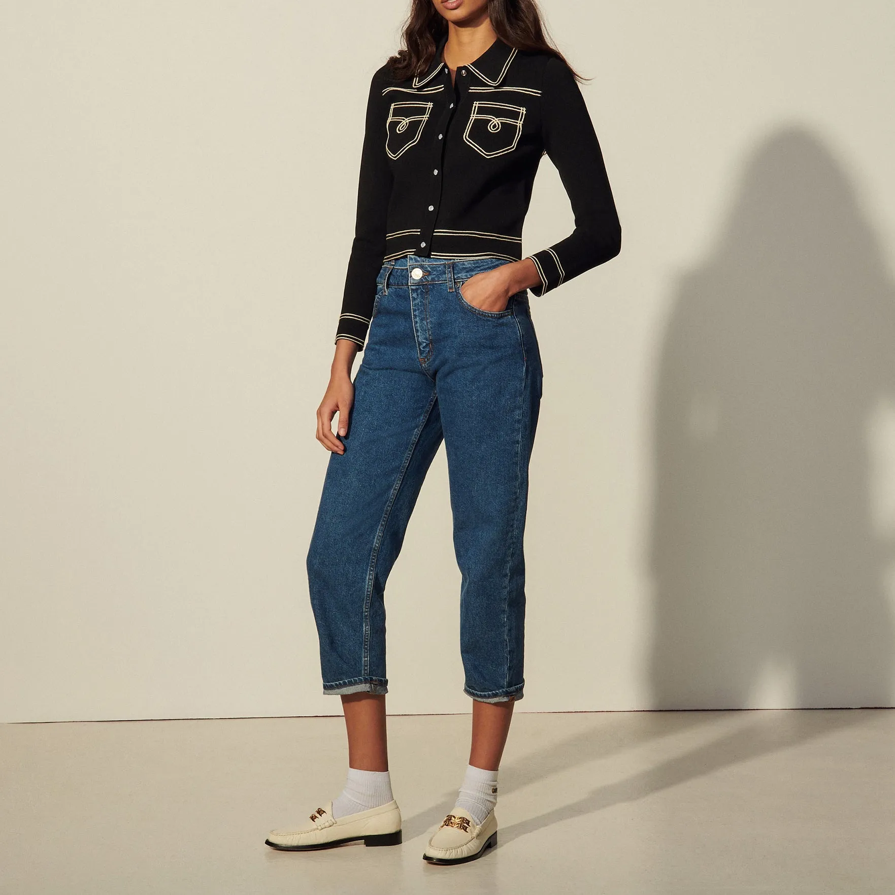 Cardigan à surpiqûres