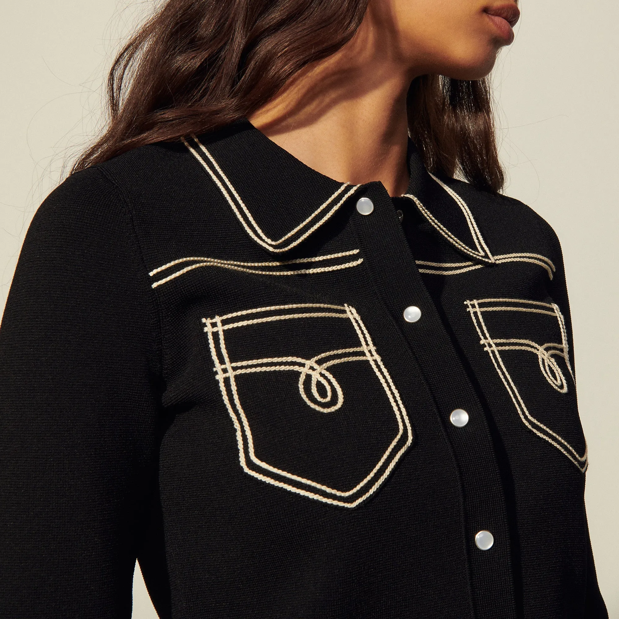 Cardigan à surpiqûres