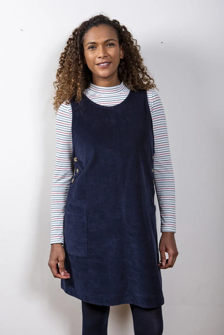 Carrie Cord Dress Plain Navy