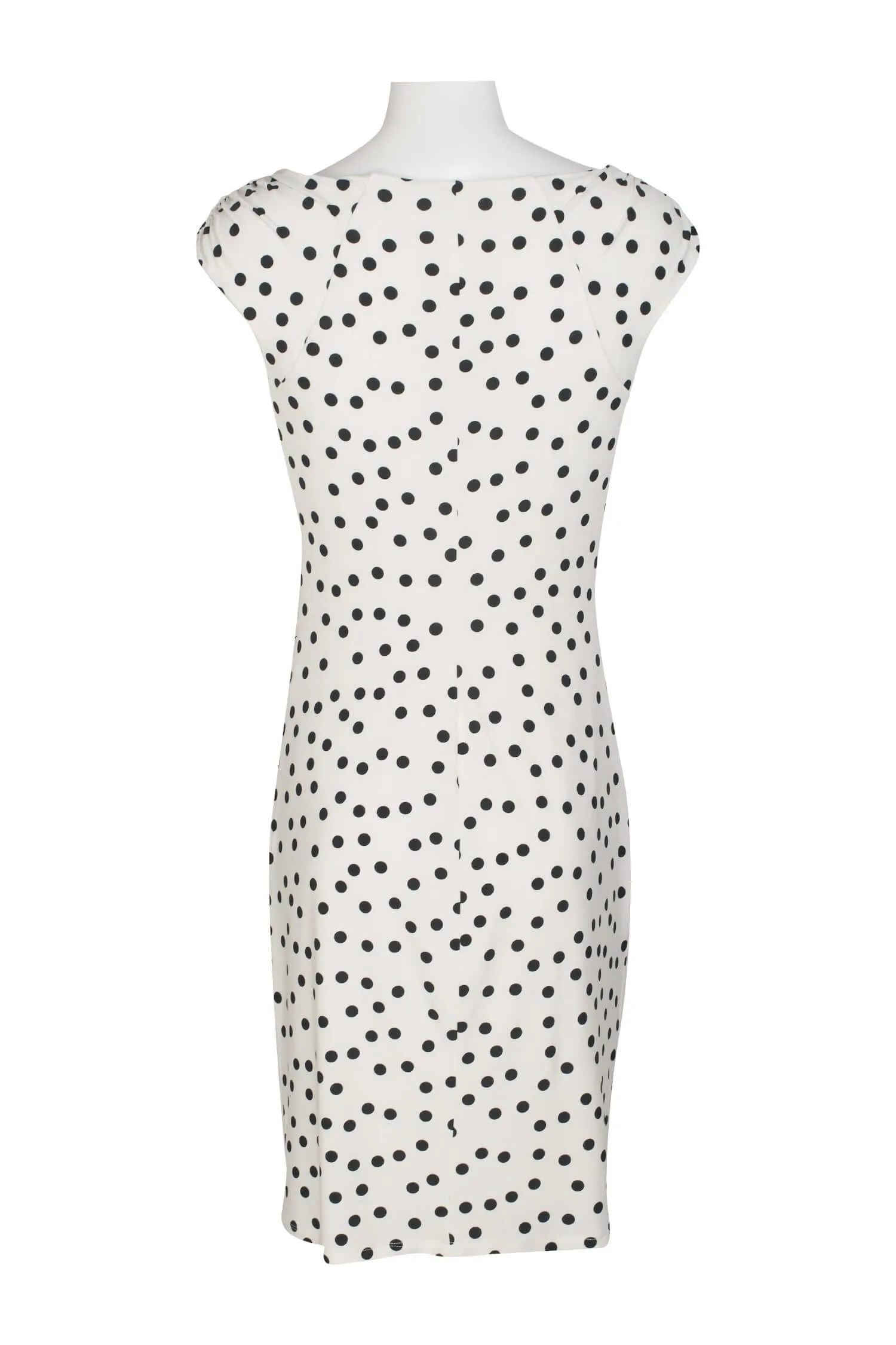 Catherine Malandrino Ruched Shoulder Boat Neck Ruched Side Polka Dot Print Jersey Dress