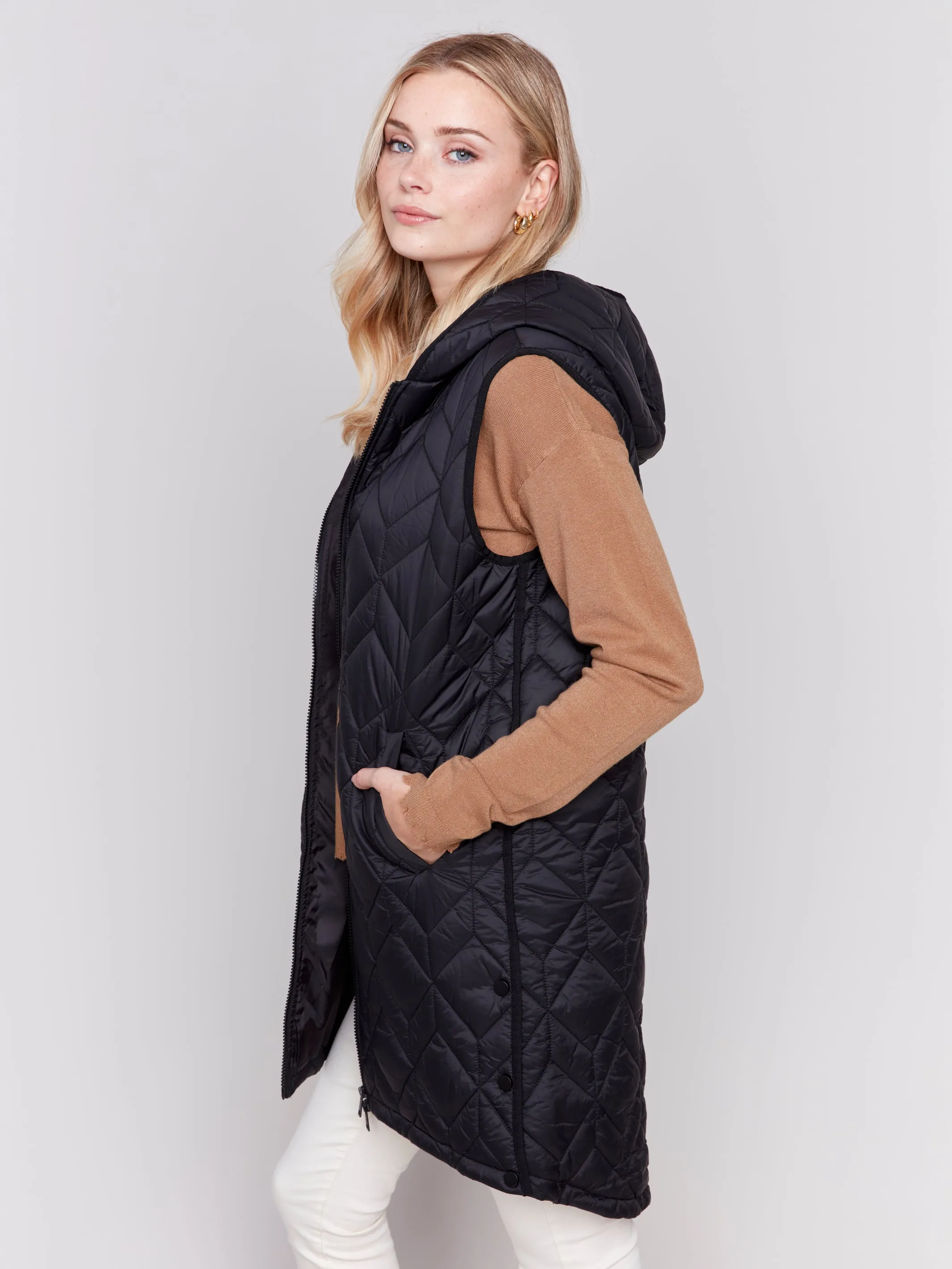 Charlie B Long Quilted Puffer Vest