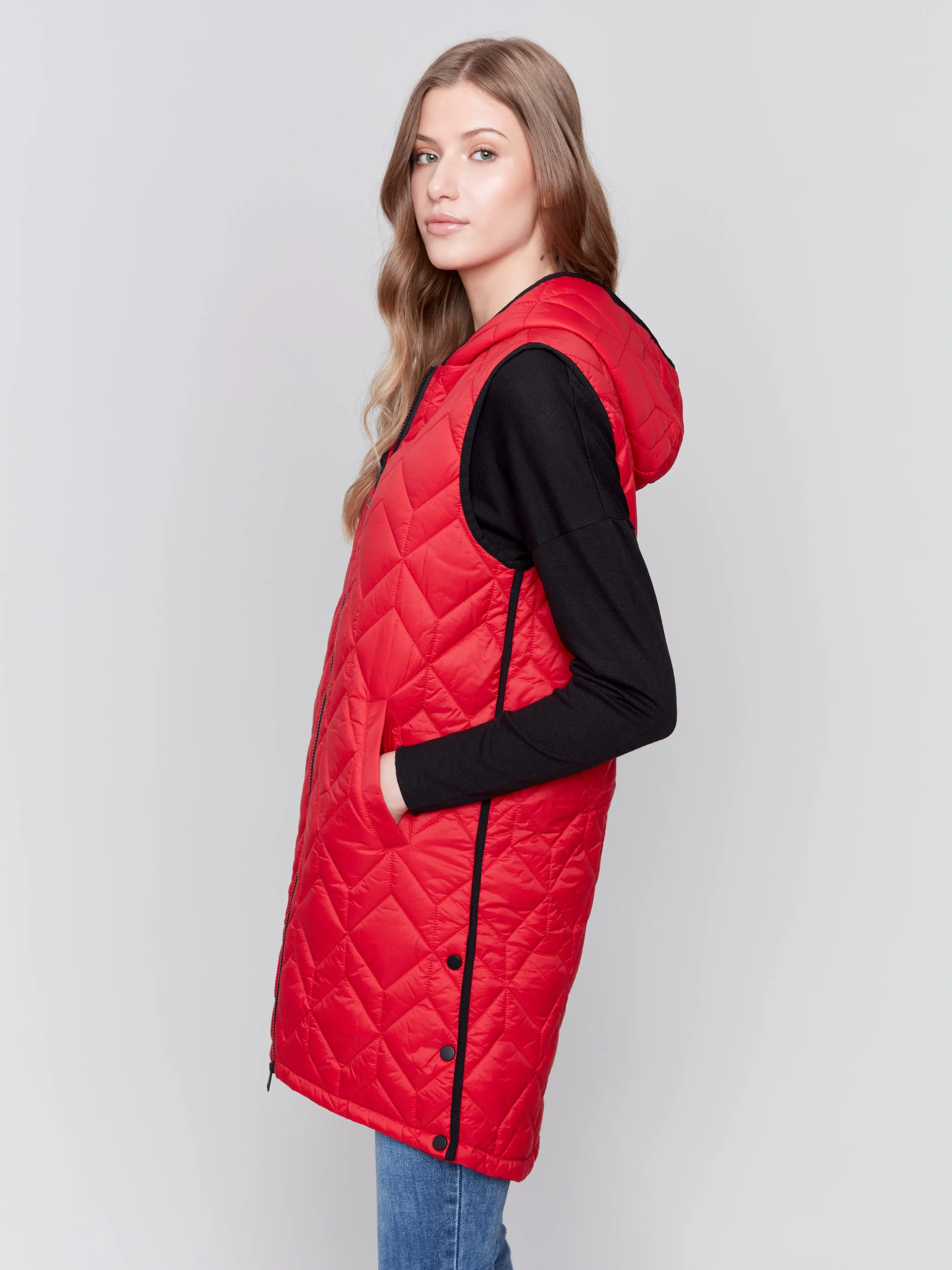 Charlie B Long Quilted Puffer Vest