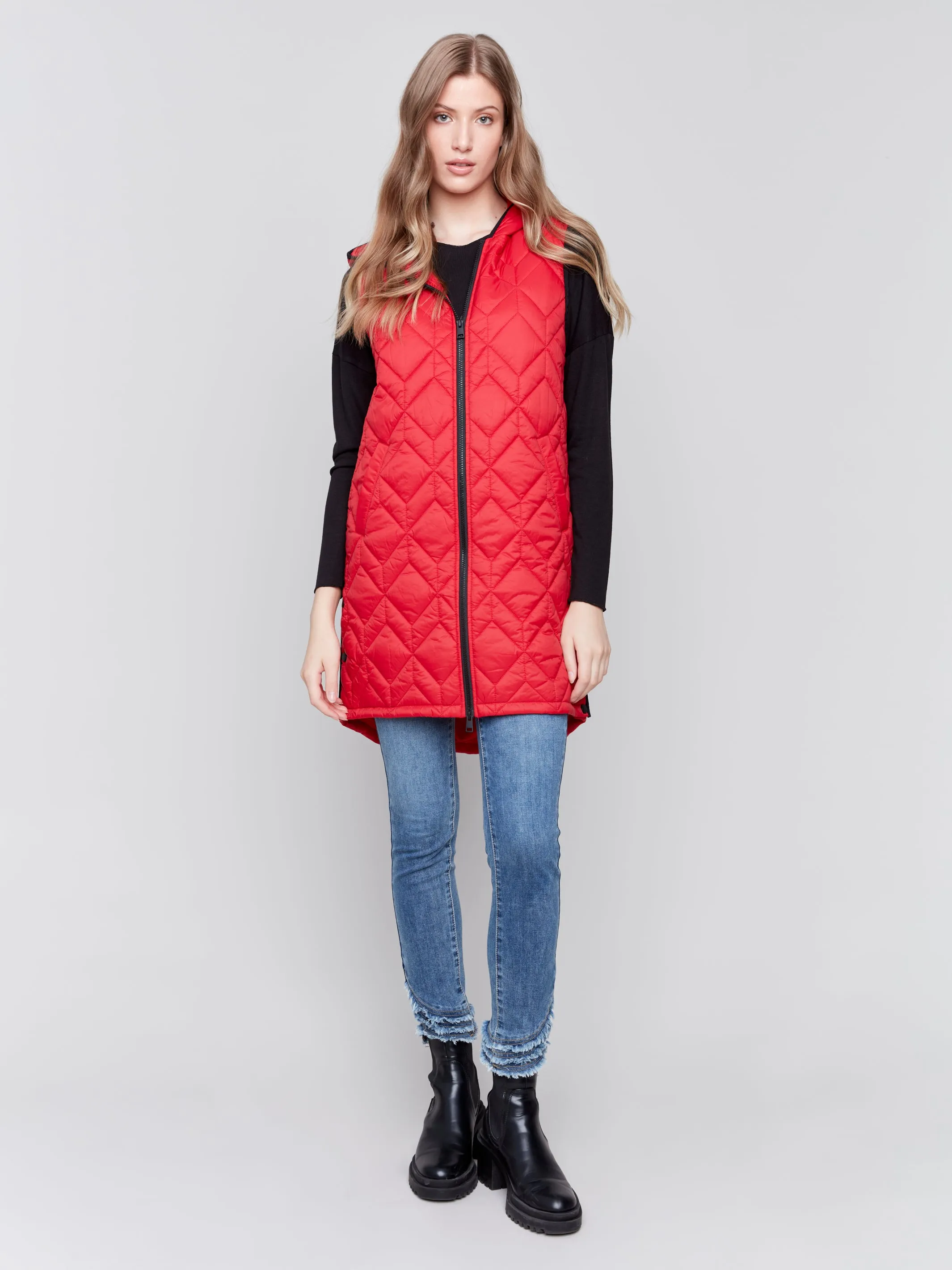 Charlie B Long Quilted Puffer Vest