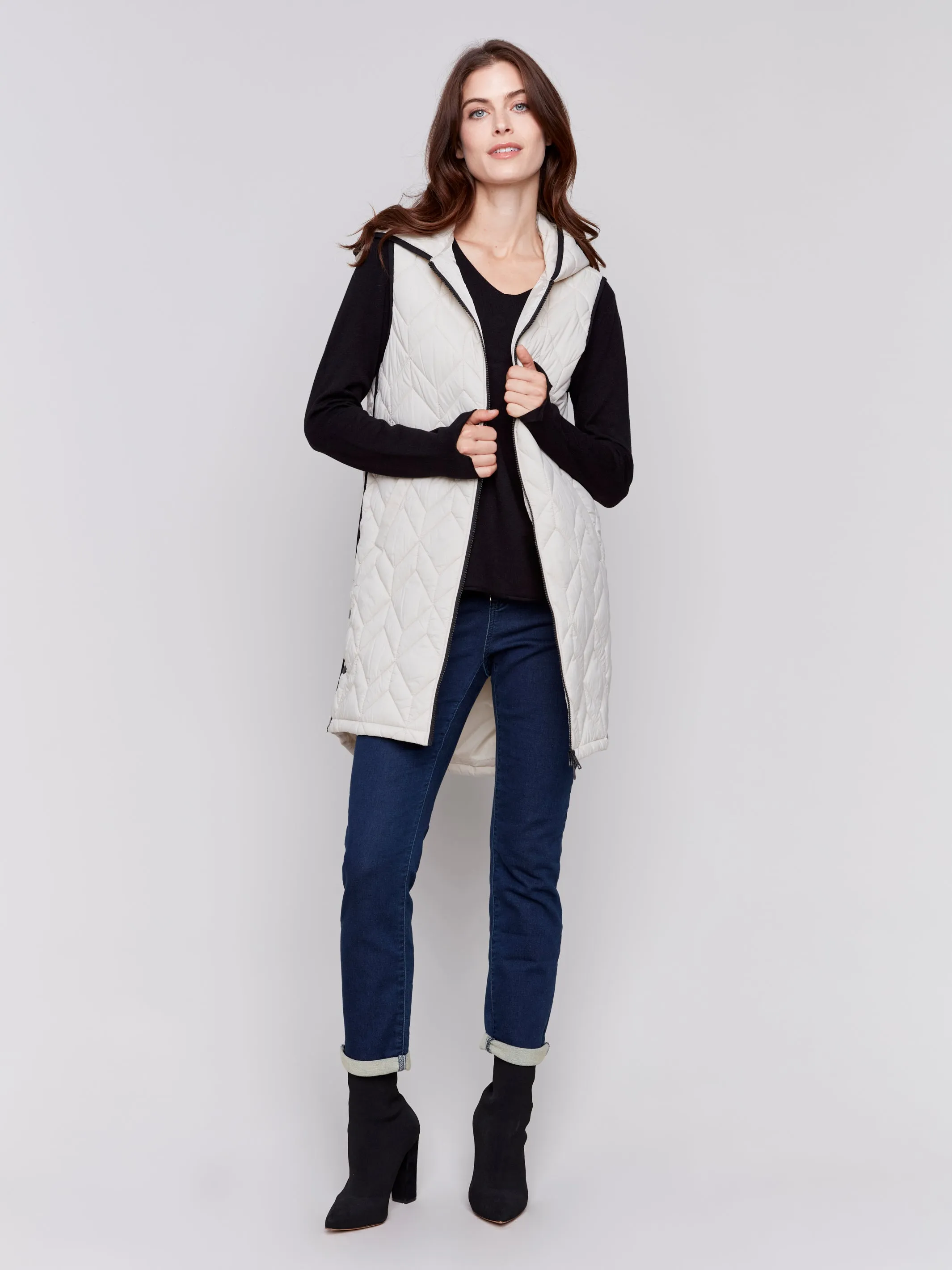 Charlie B Long Quilted Puffer Vest