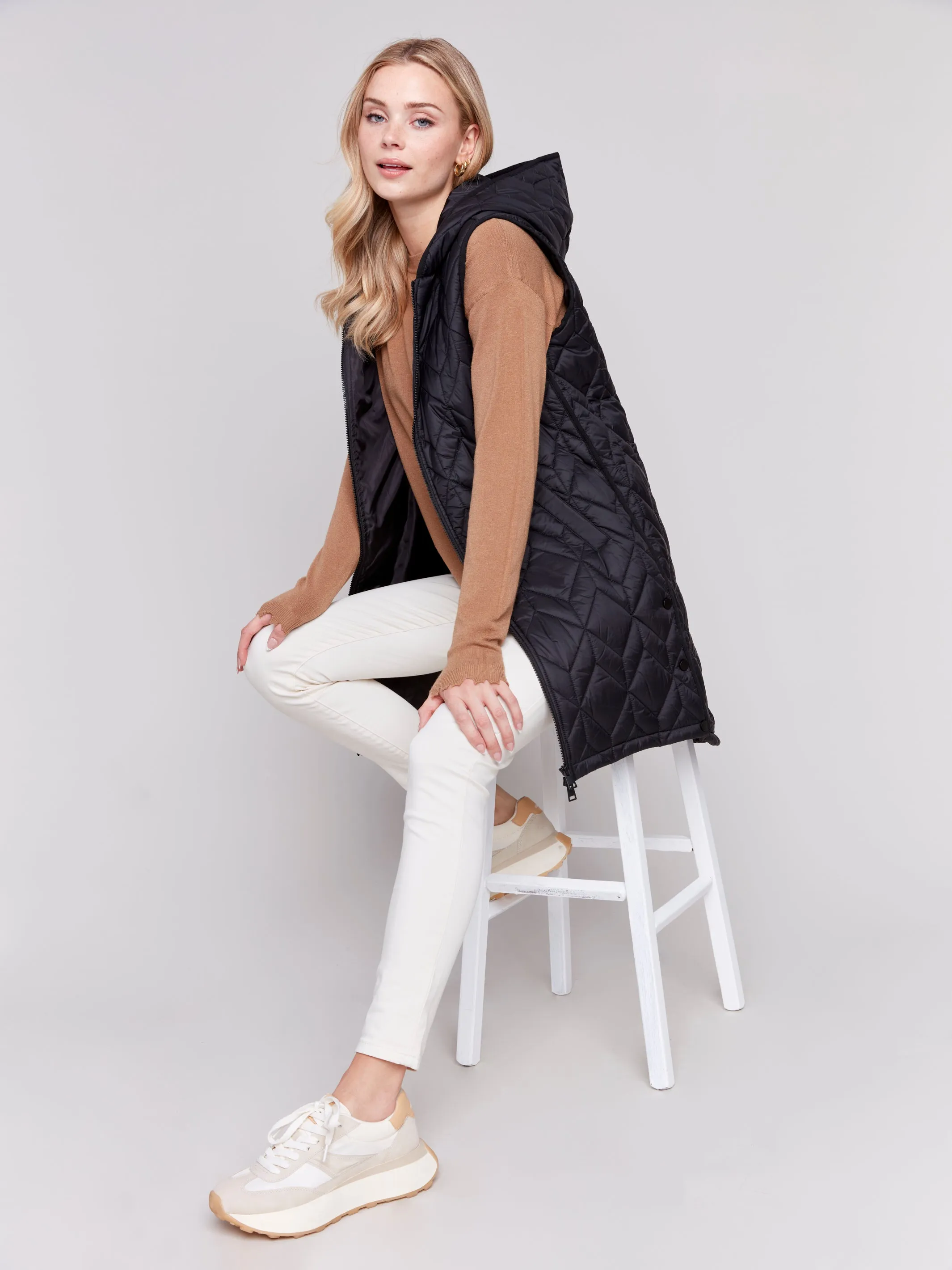 Charlie B Long Quilted Puffer Vest