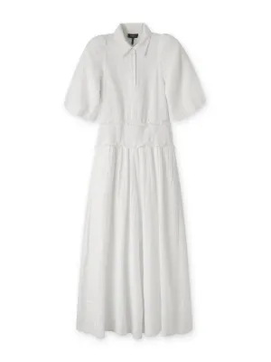Cheesecloth shirred maxi shirt dress