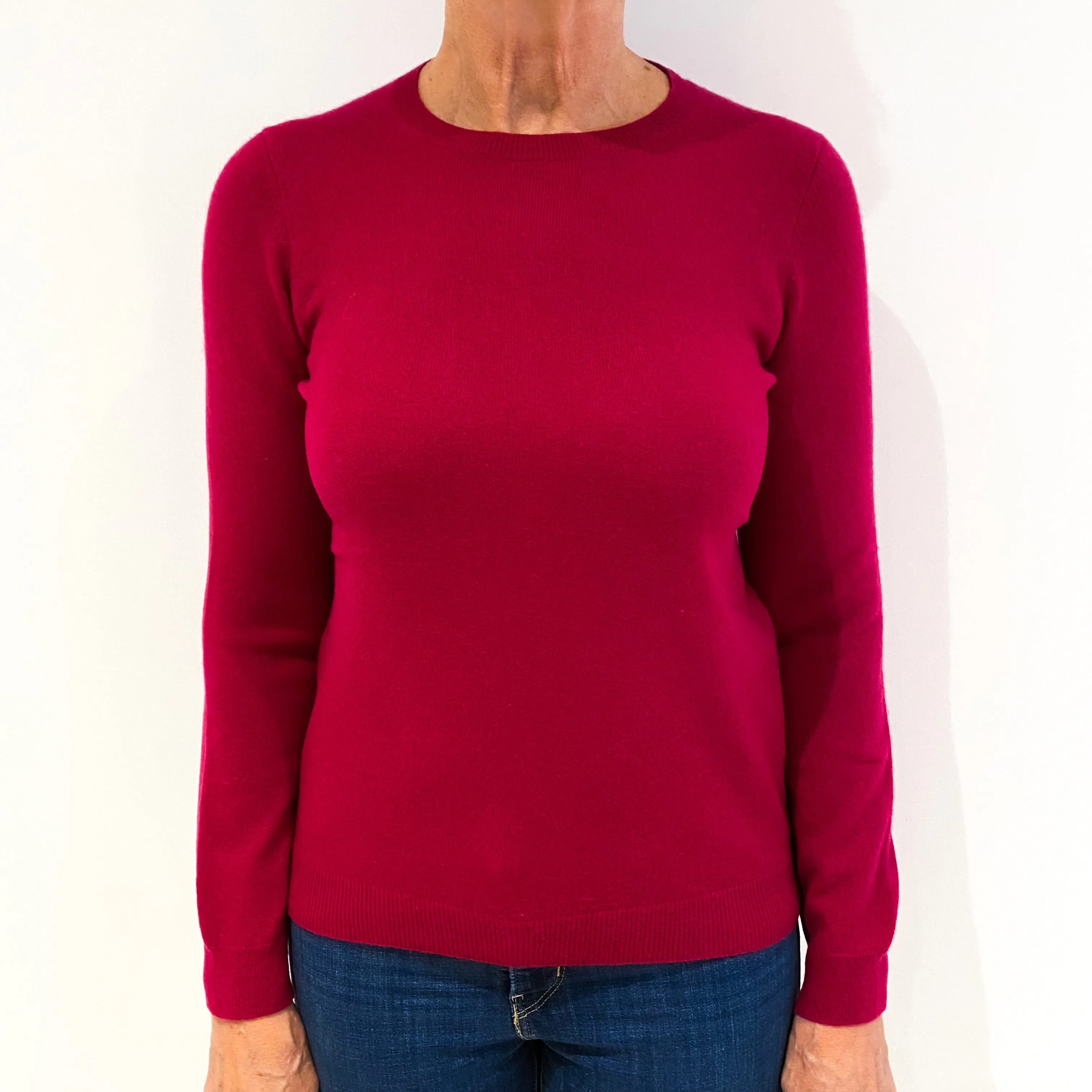 Cherry Pink Cashmere Crew Neck Jumper Medium