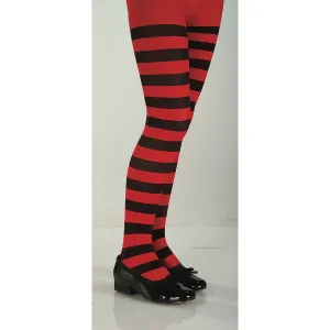 Child red/black stripe tights