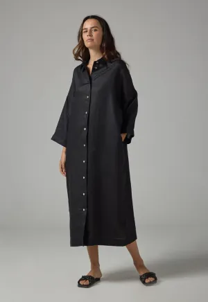 Choice Drop Shoulder Basic Shirt Dress  Black