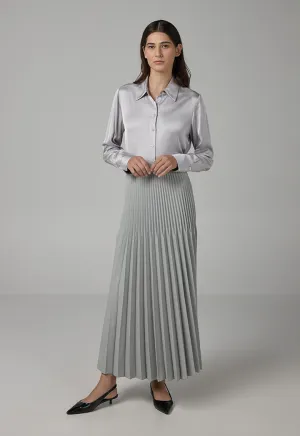 Choice Solid Pleated Elastic Waistband Skirt Grey