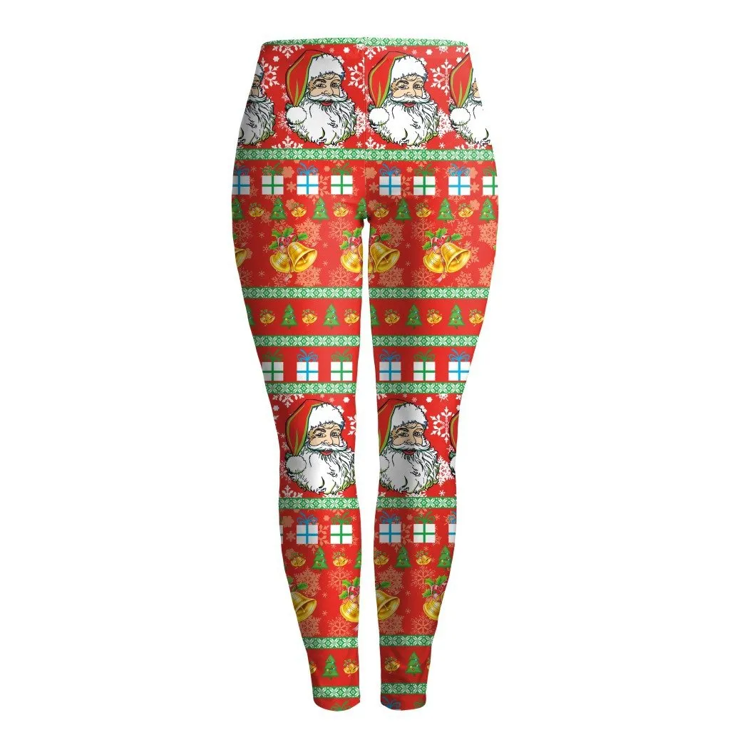 Christmas Pattern Digital Print Women Elastic Skinny Party Legging