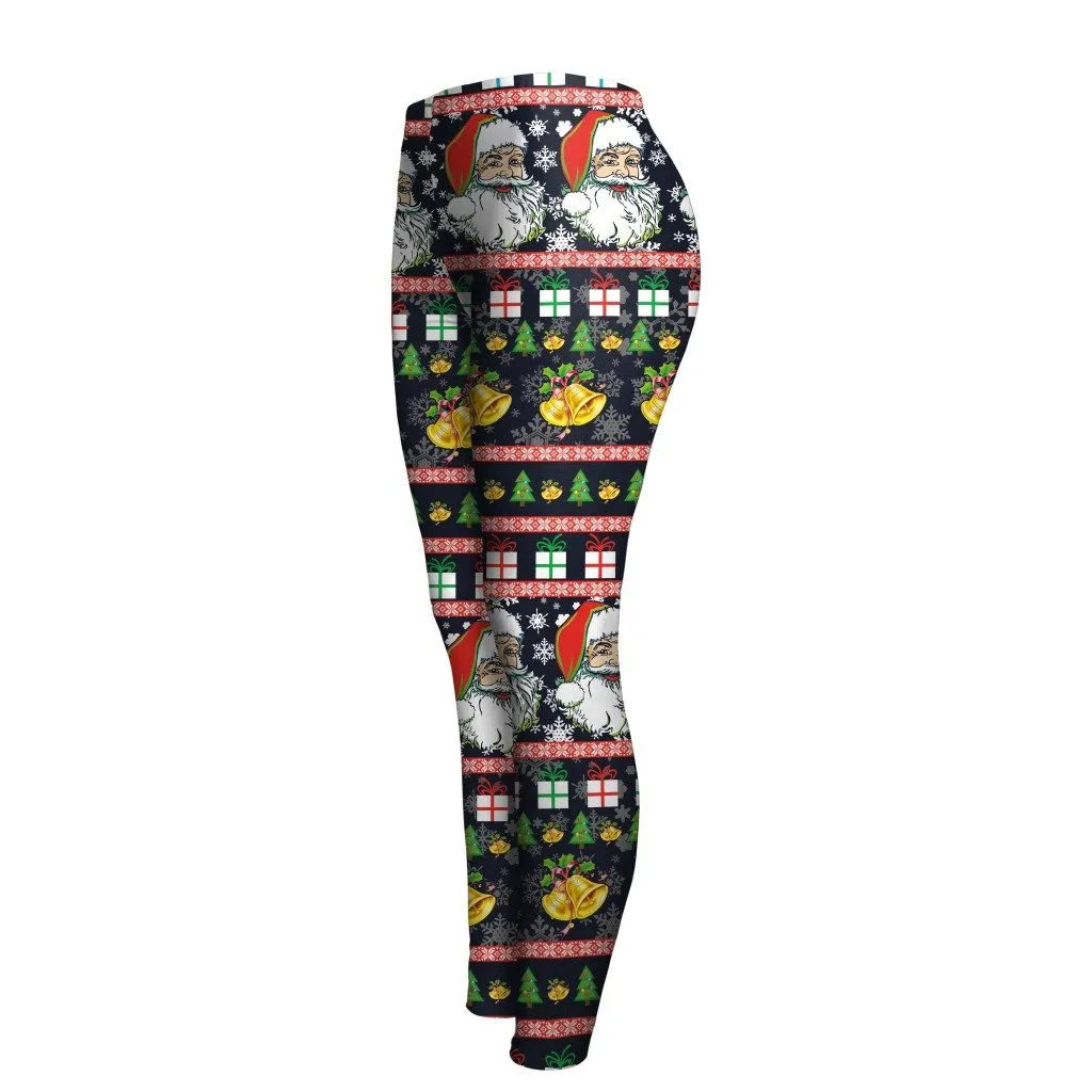 Christmas Pattern Digital Print Women Elastic Skinny Party Legging