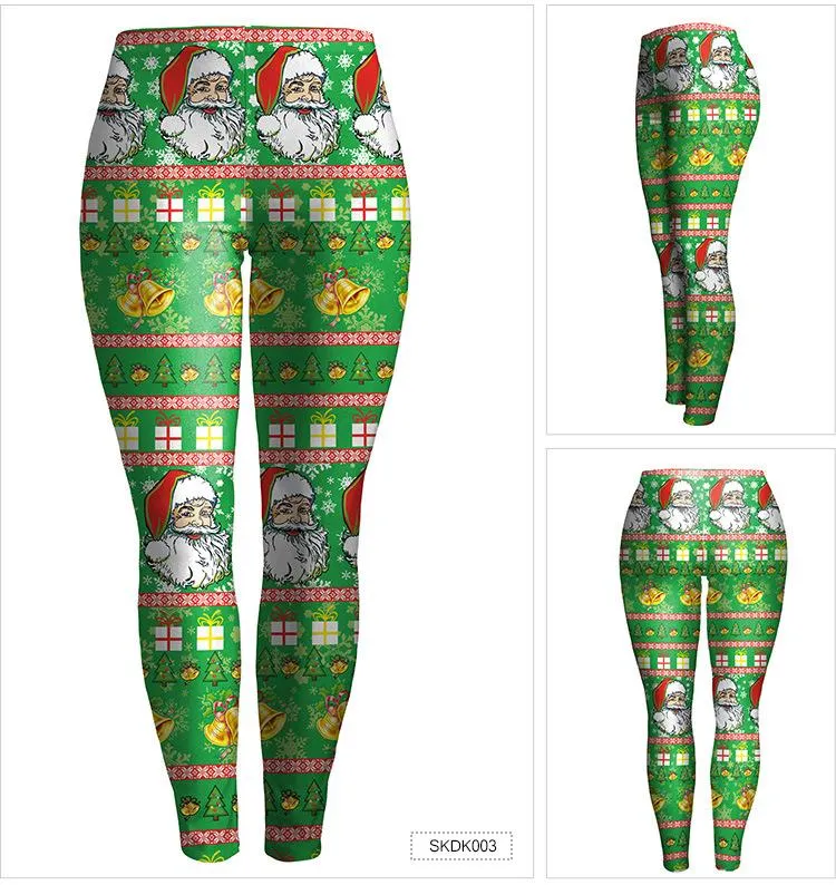 Christmas Pattern Digital Print Women Elastic Skinny Party Legging