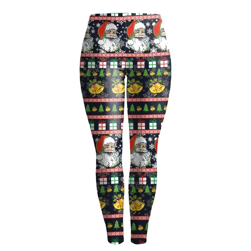 Christmas Pattern Digital Print Women Elastic Skinny Party Legging