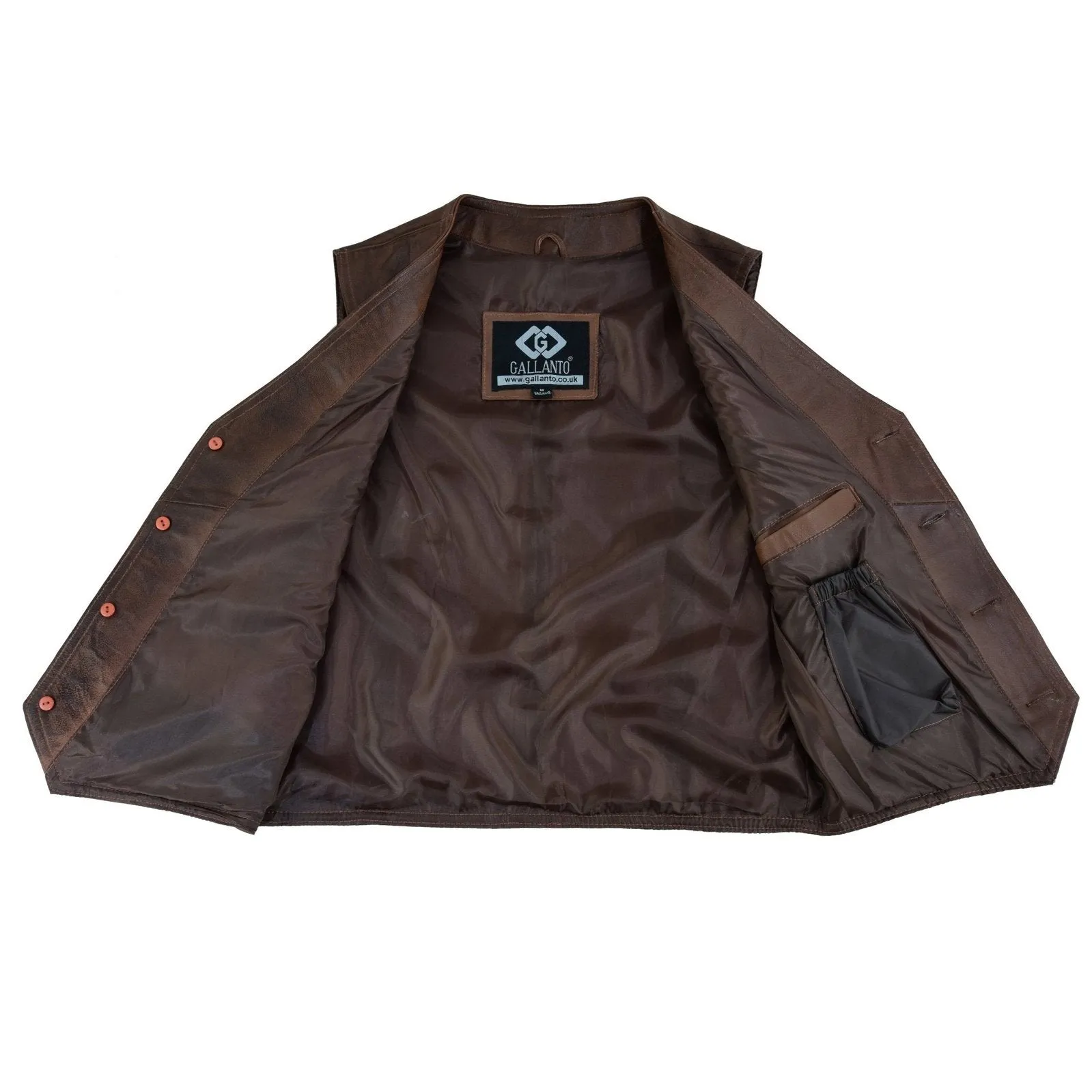 Classic Mens Buttoned Leather Waistcoat Biker Vest in Black, Brown, Tan or Blue