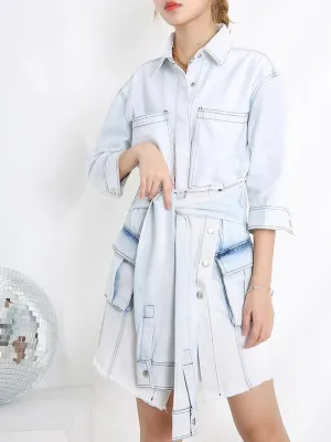 CLILLA Denim Shirt Dress & Mini Skirt Set