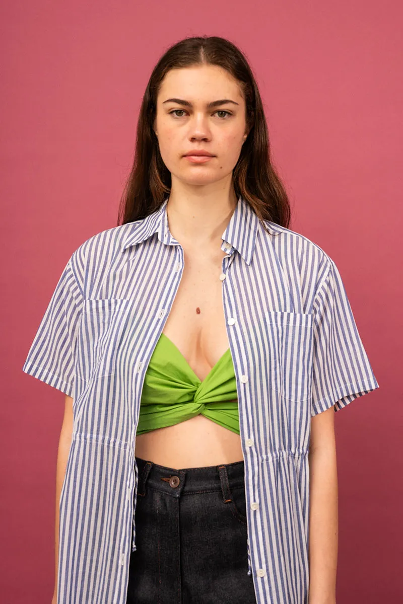 Coastal Shirt Dress - Dusky Blue Stripe