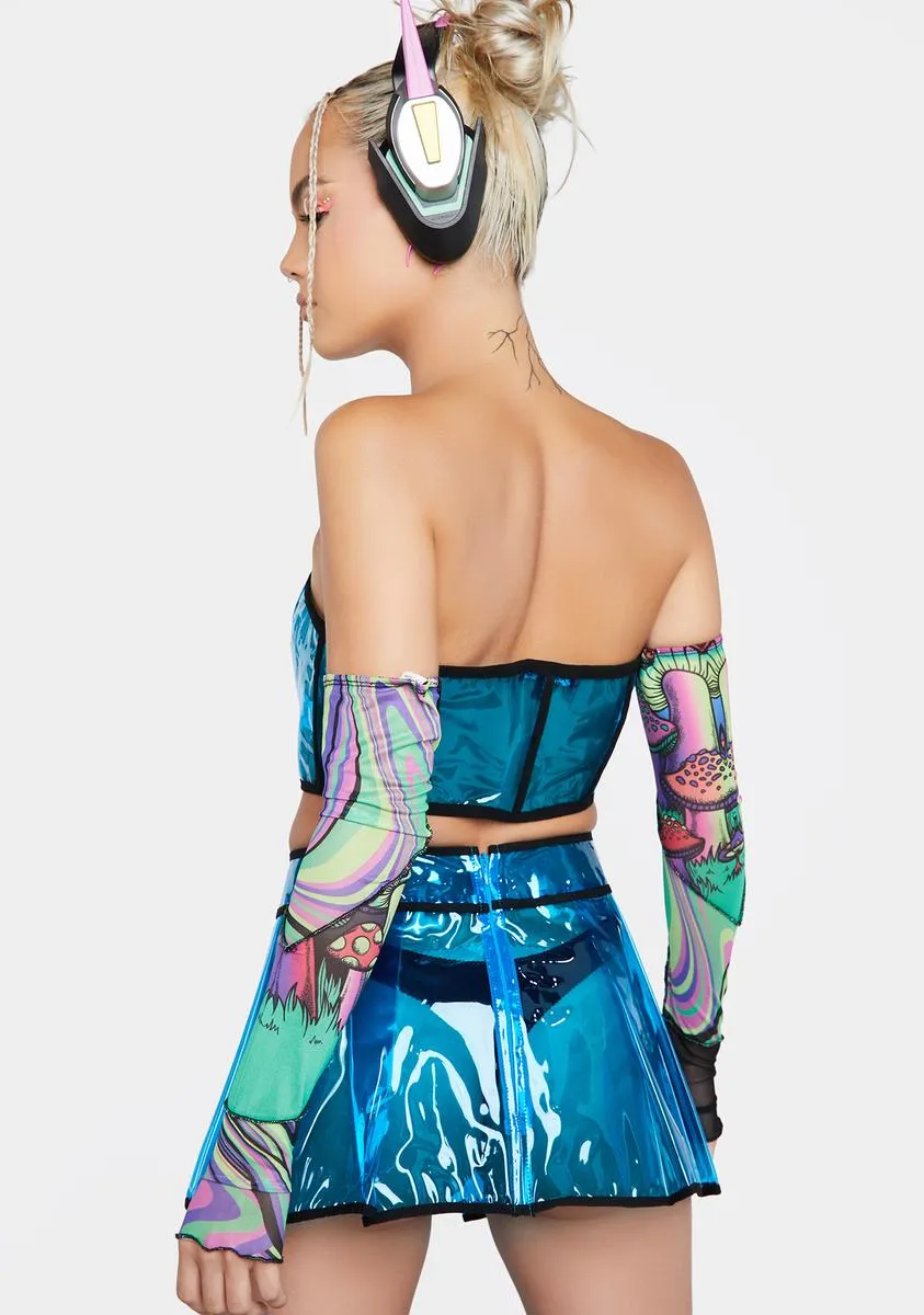 Cobalt Astro Vision Pleated Vinyl Skirt