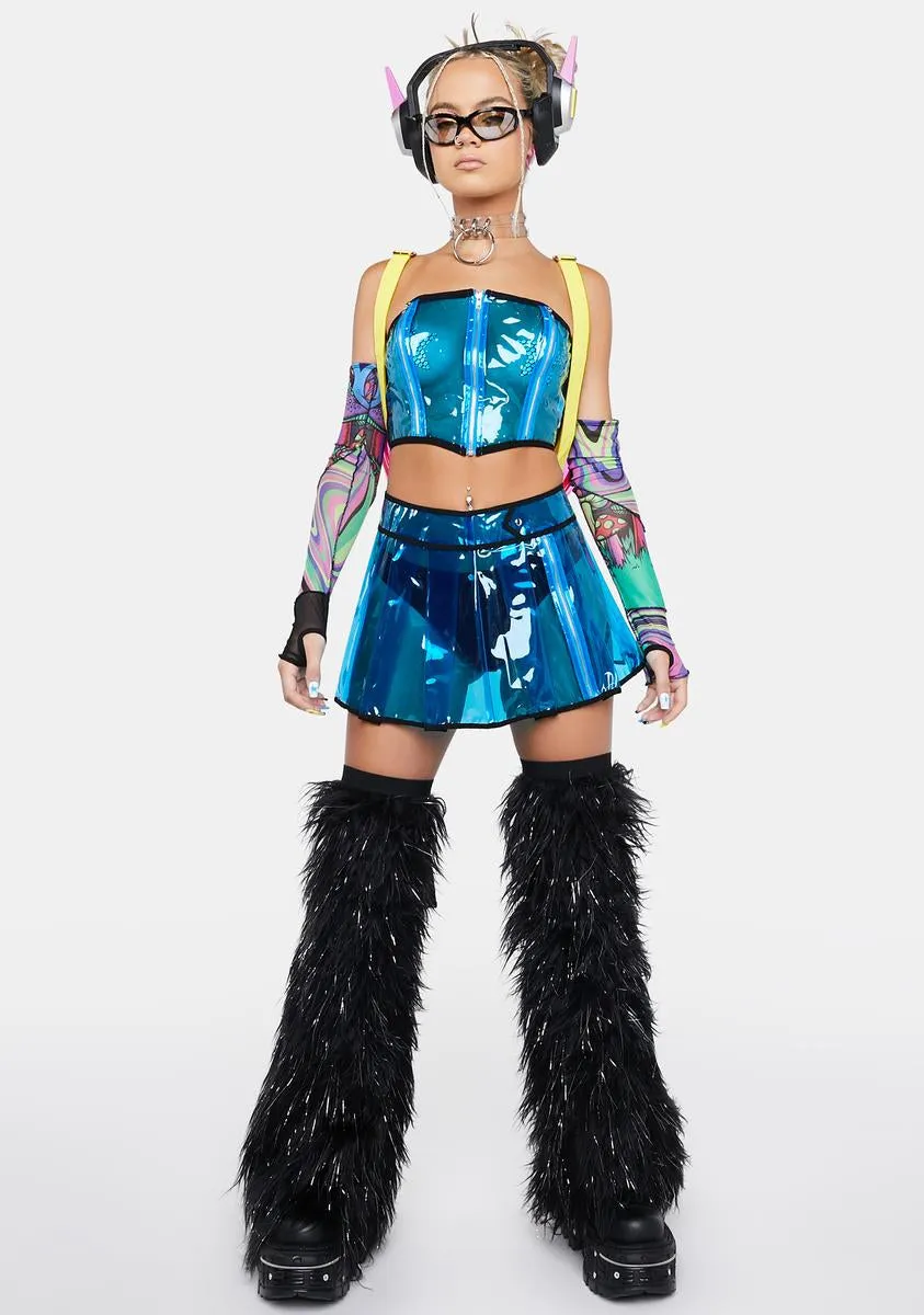 Cobalt Astro Vision Pleated Vinyl Skirt