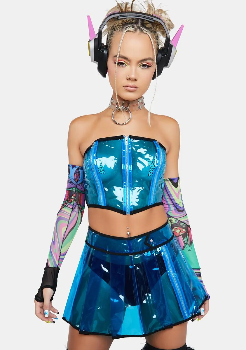 Cobalt Astro Vision Pleated Vinyl Skirt