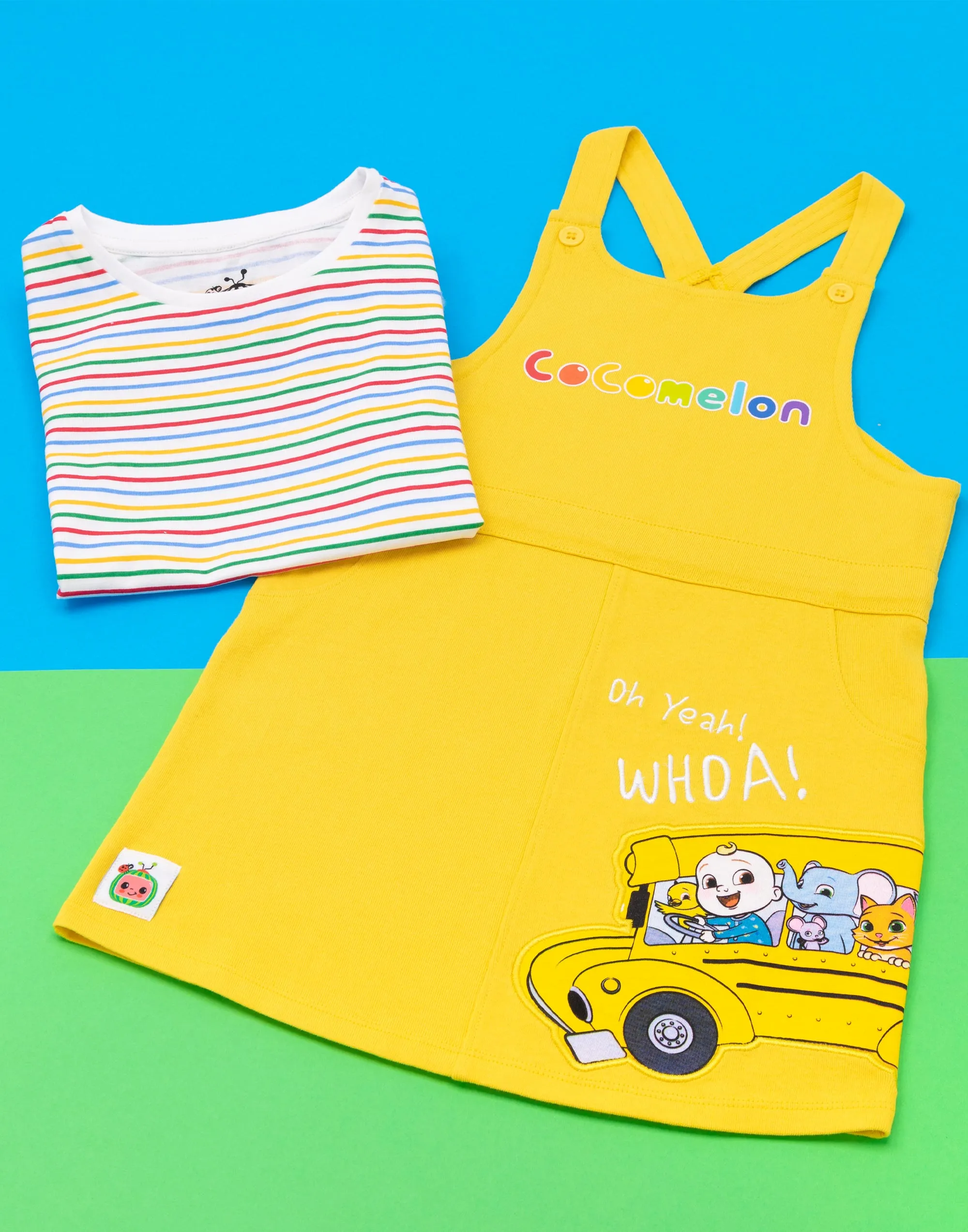 Cocomelon Girls Pinafore Dress & T-Shirt Set