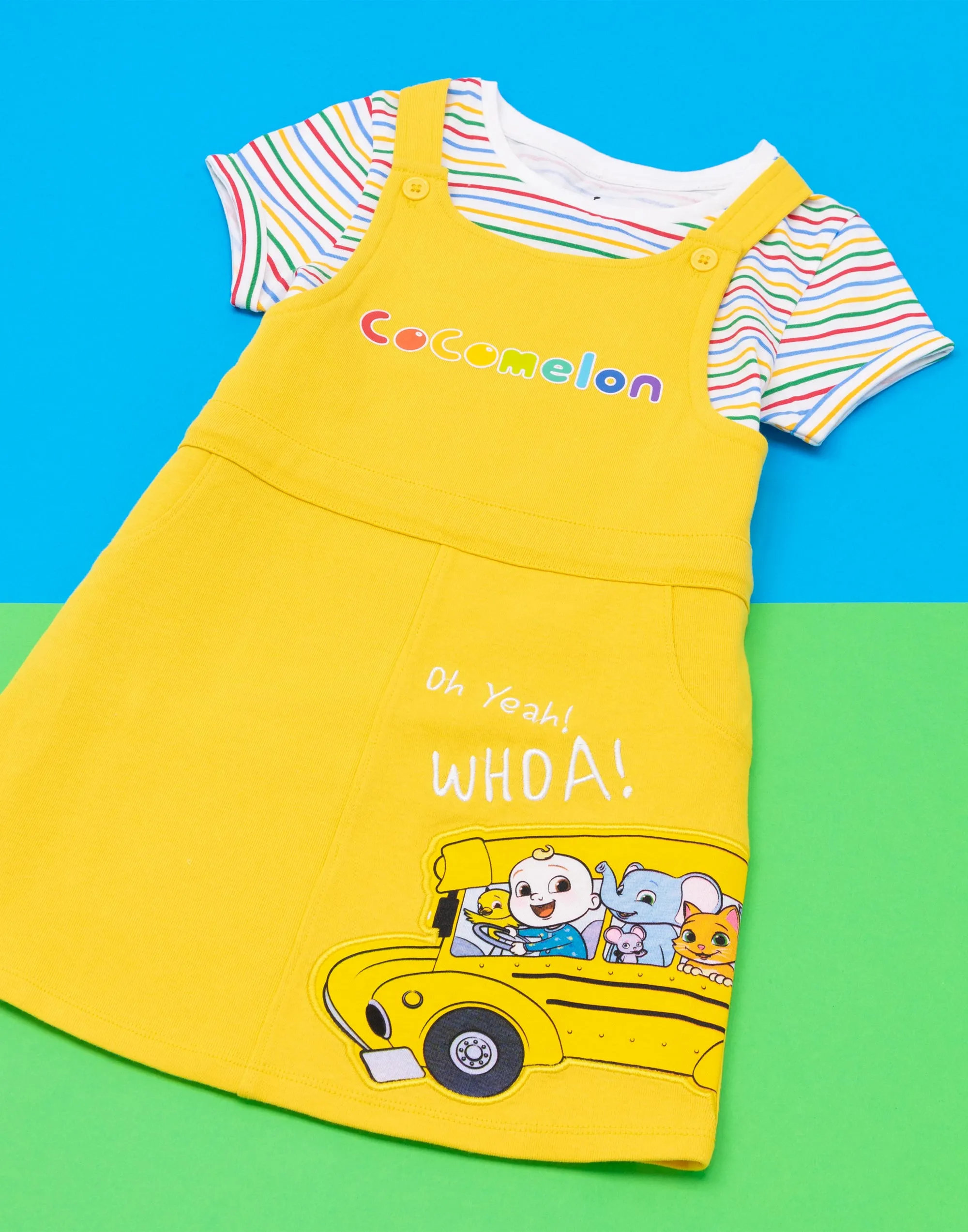 Cocomelon Girls Pinafore Dress & T-Shirt Set