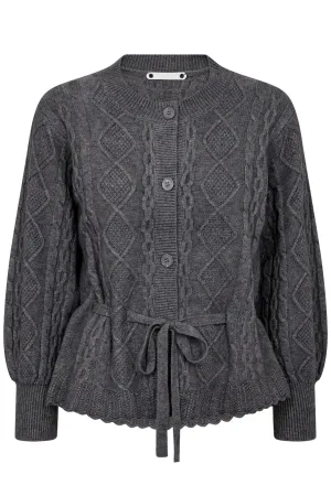 Co´couture - Rowcc Cable Tie Cardigan 32166 - 57 Grey Melange