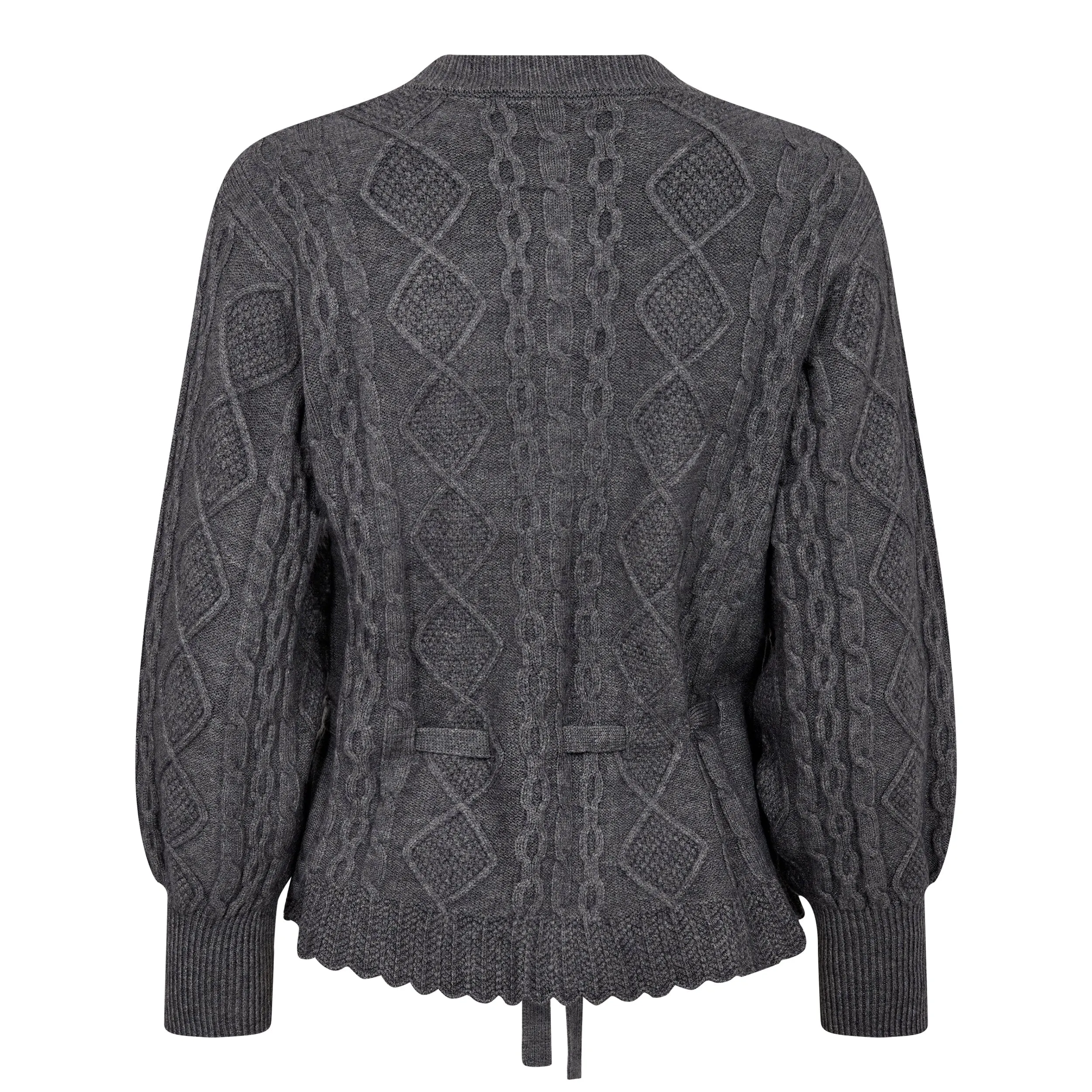 Co´couture - Rowcc Cable Tie Cardigan 32166 - 57 Grey Melange