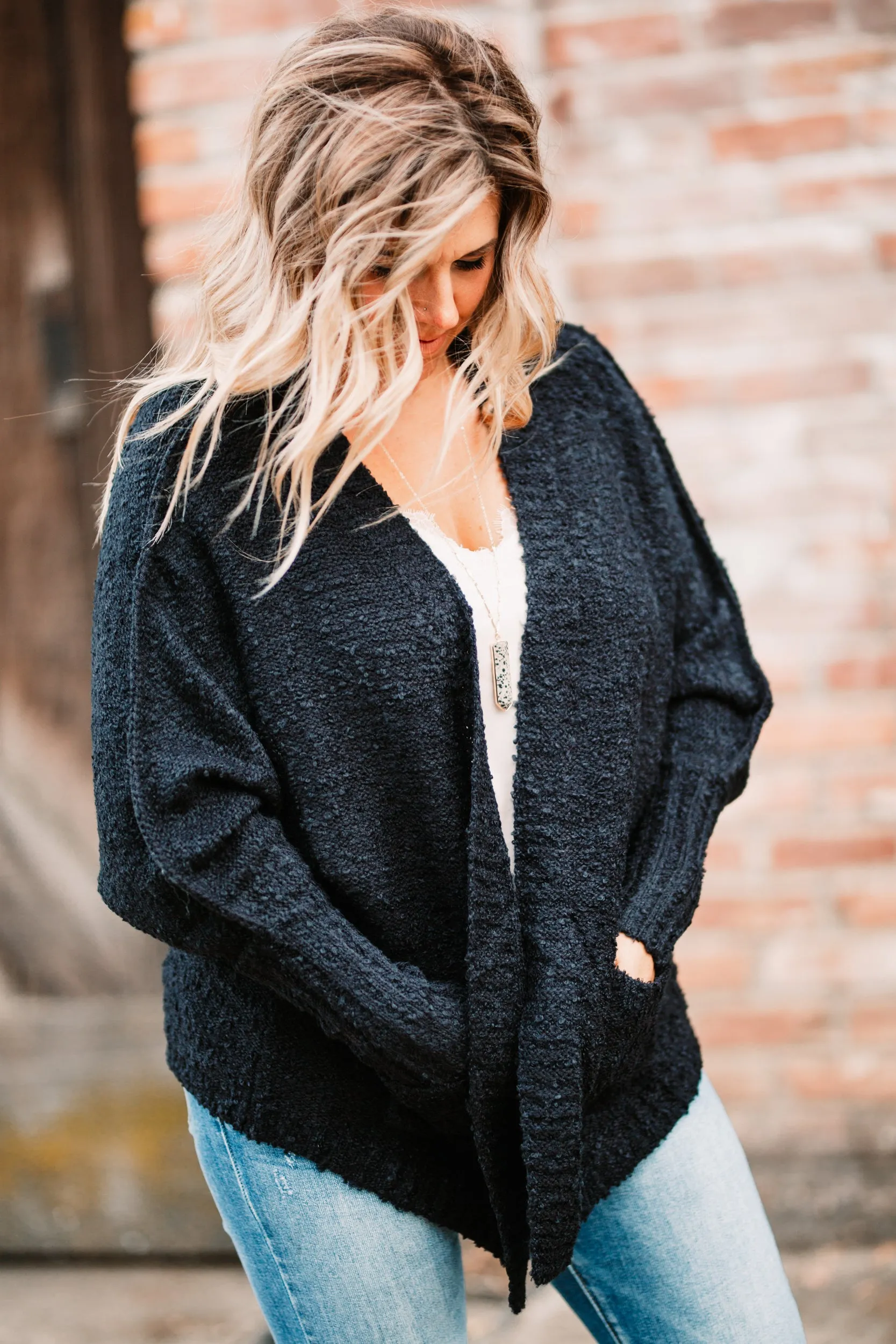 Committed To Love Black Cardigan