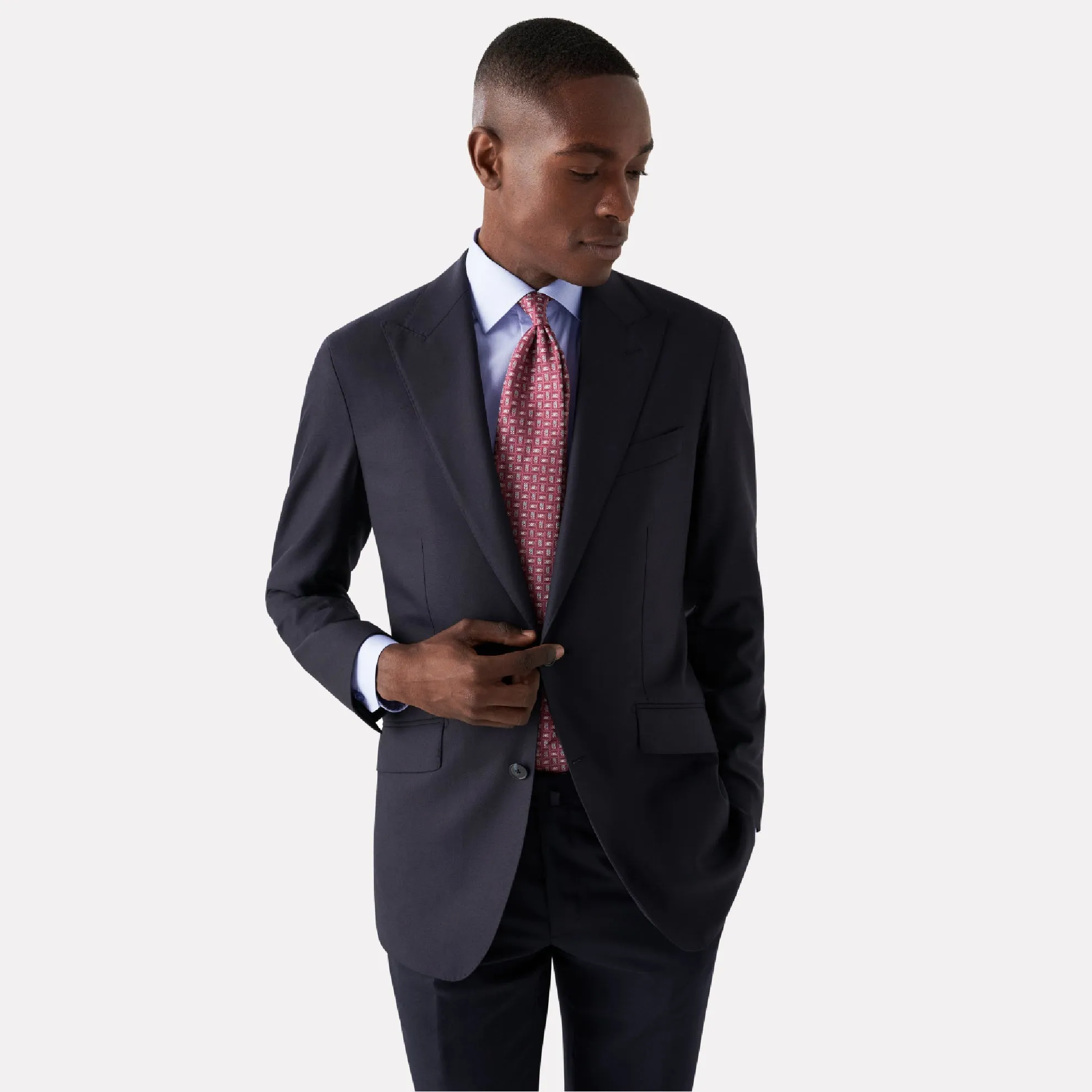 Contemporary Fit Signature Twill with Contrast Paisley Details / Light Blue