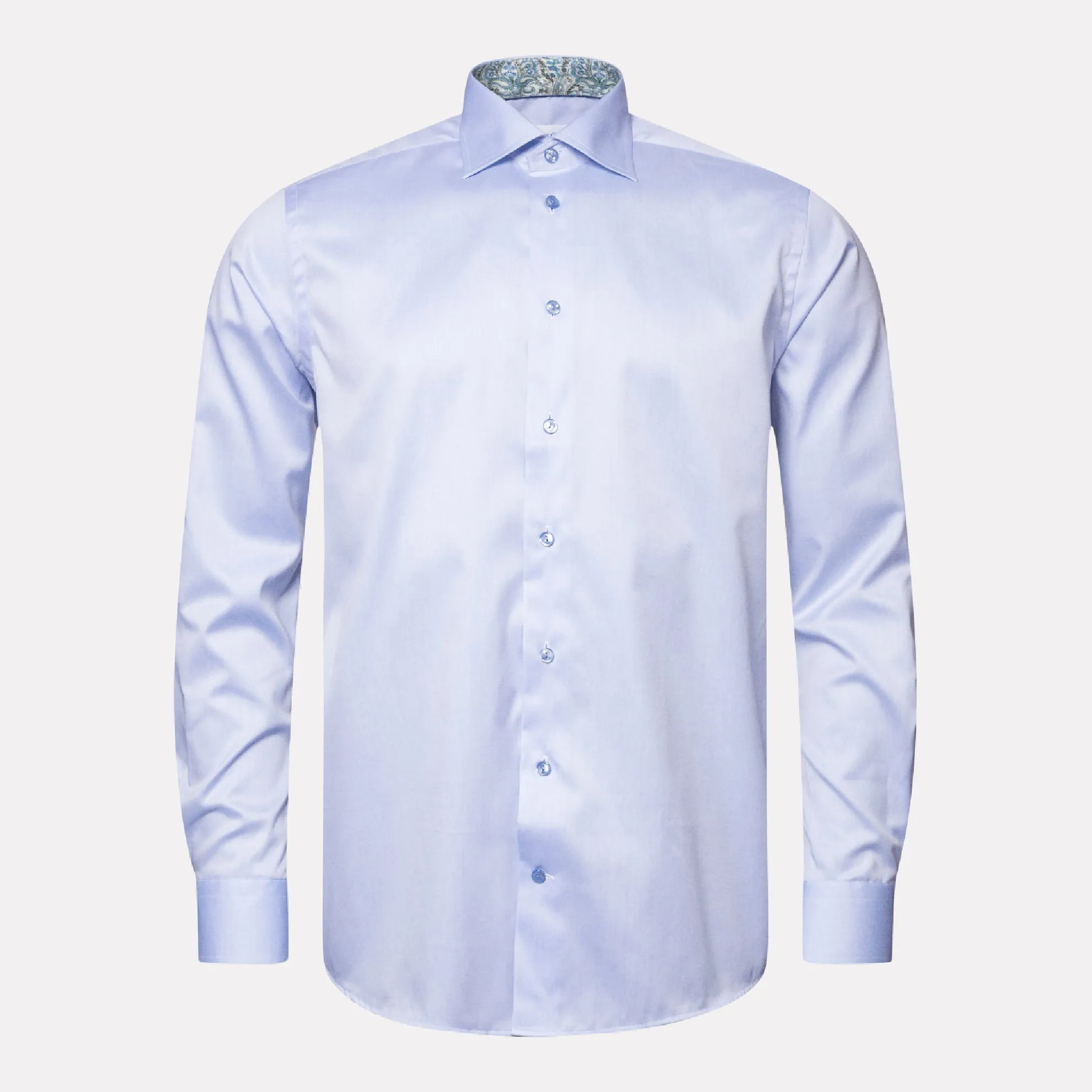 Contemporary Fit Signature Twill with Contrast Paisley Details / Light Blue