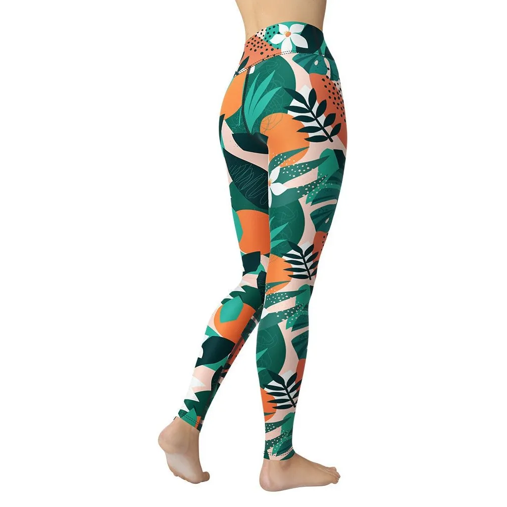 Contemporary Tropical Yoga Leggings