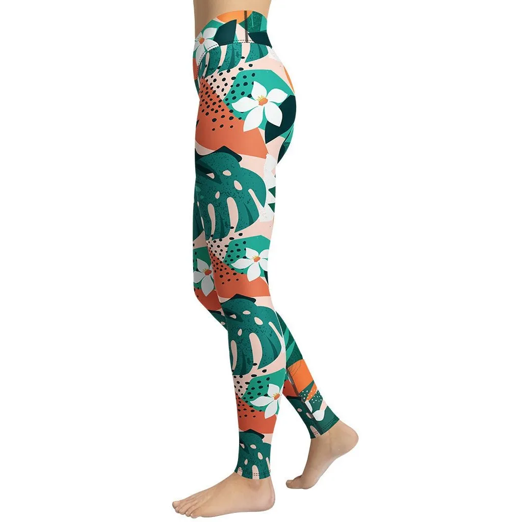 Contemporary Tropical Yoga Leggings