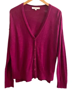 Cool Winter Magenta Cardigan Sweater