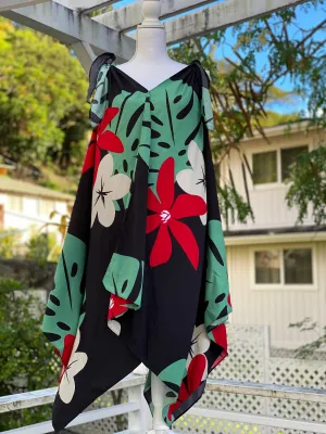 Cora Spearman Hawaii WOMENS Mod Aloha Black Handkerchief Dress