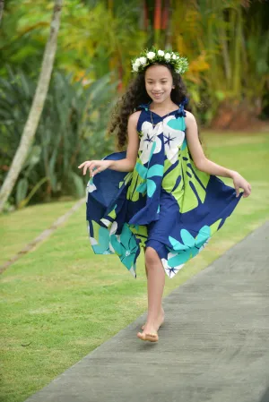 Coradorables GIRLS Mod Aloha Navy Handkerchief Dress
