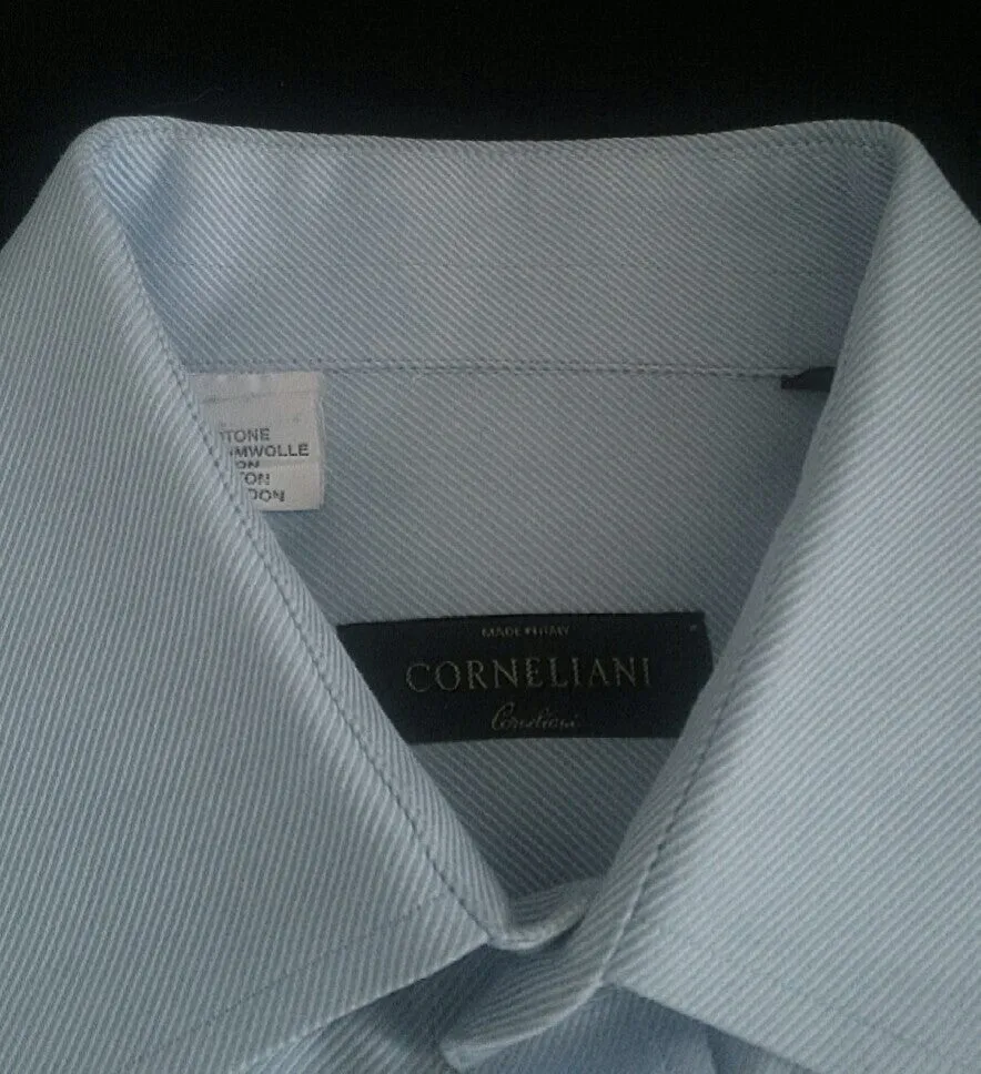 Corneliani Blue Cotton Twill Dress Shirt- size 15.5 (39)