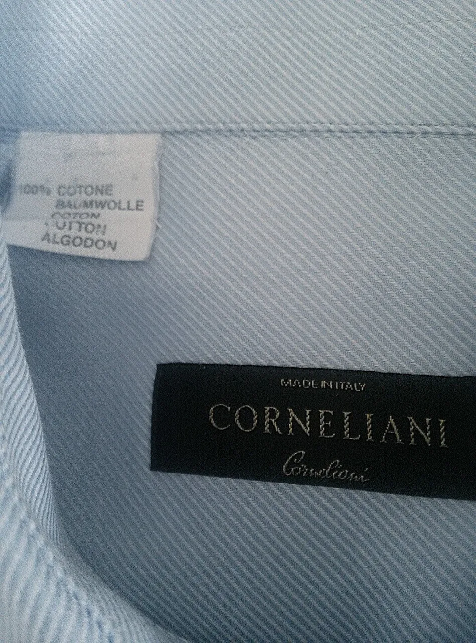 Corneliani Blue Cotton Twill Dress Shirt- size 15.5 (39)