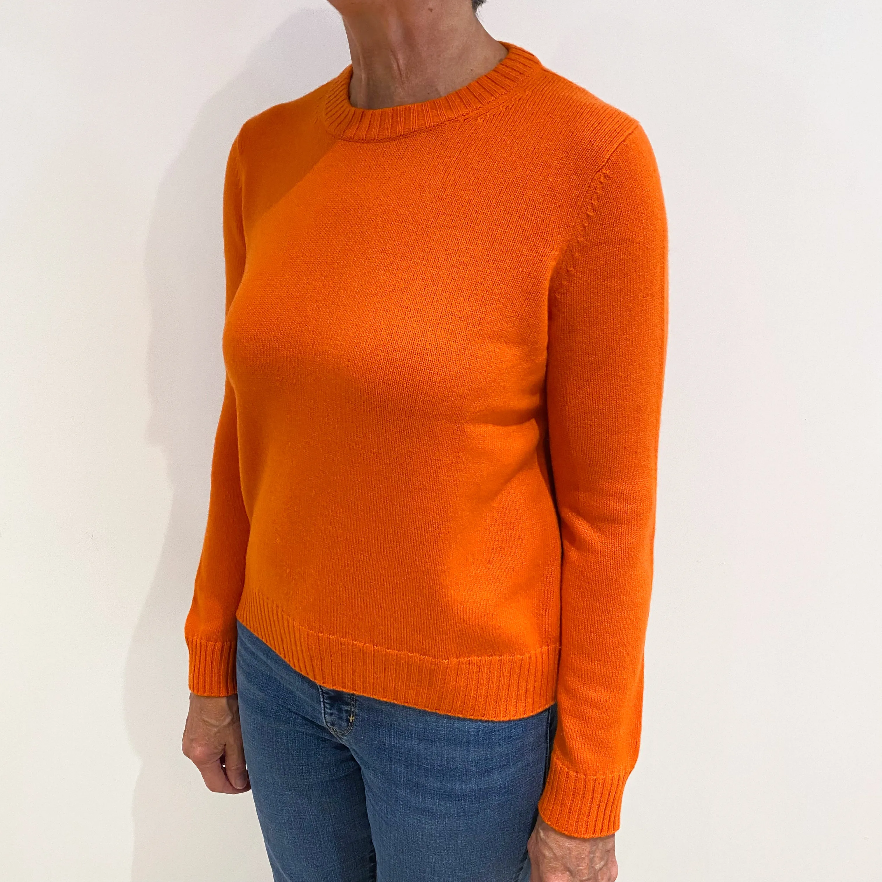 Cos Tangerine Orange Cashmere Crew Neck Jumper Medium